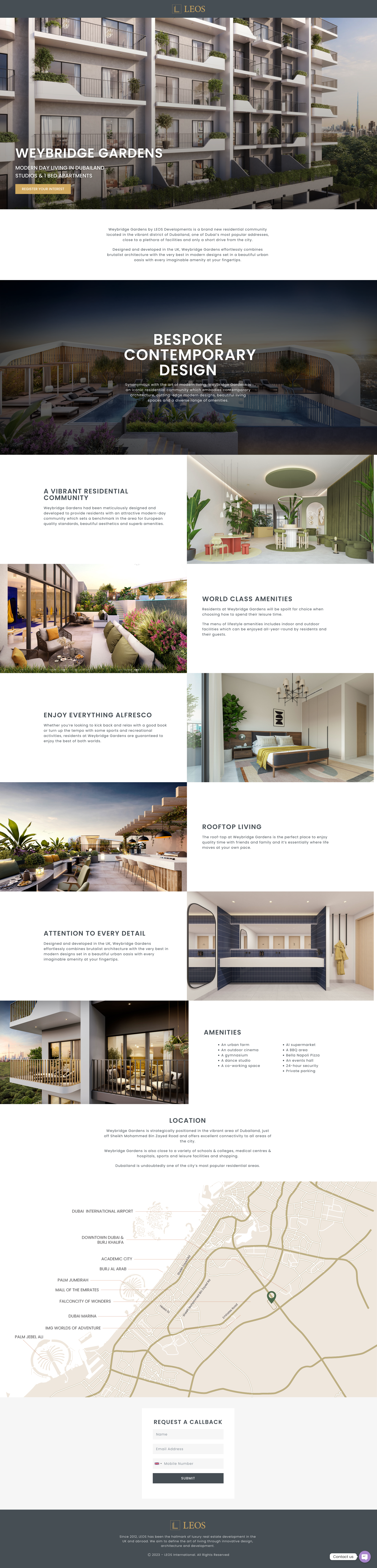 Weybridge Gardens Landing Page ui ux design web design web development