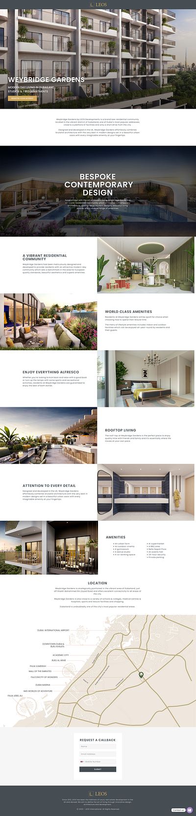 Weybridge Gardens Landing Page ui ux design web design web development