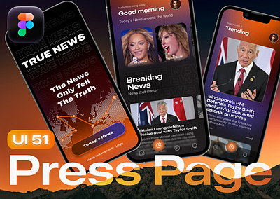 UI 51_Press Page 3d surrealism dailyui dark mode figma orange press page ui ui 51