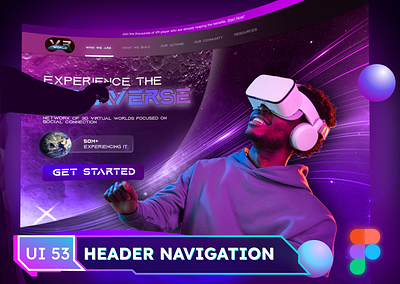 UI 53_Header Navigation 3d surrealism app dailyui dark mode figma header navigation ui ui 53 vr