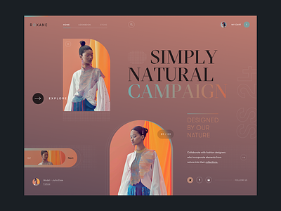 Roxane fashion store - simply natural campaign SS 24 clean clothing fashion modern typography ui ux
