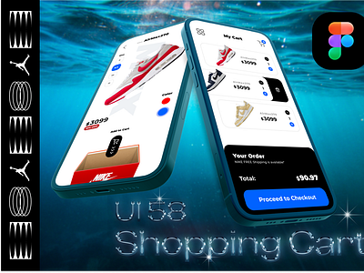 UI 58_Shopping Cart 3d surrealism cart dailyui figma light mode nike shopping shopping cart skeuomorphism ui ui 58