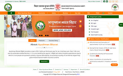 Ayushman Bharat - Bihar Website branding creative design government website hospital html javascript landing page responsive design ui uiux websie design