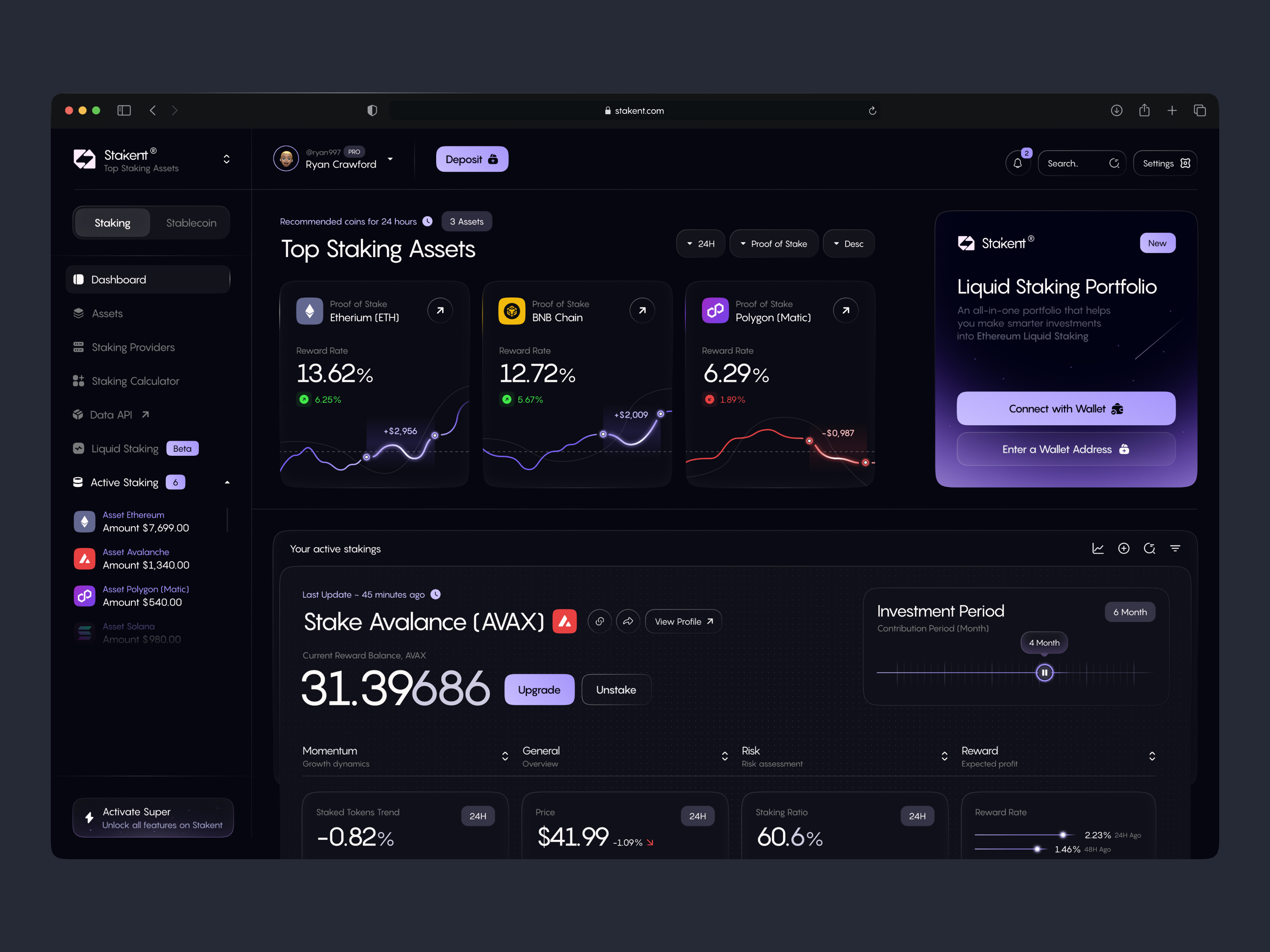 Example of Stakent - Crypto Dashboard