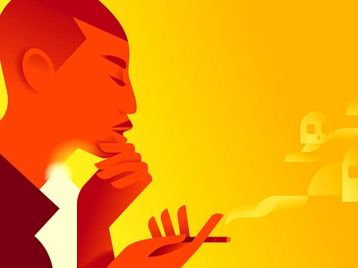 Throat cancer prevention cancer character cigar cigarillos colors flat illustration man minimal prevention skull smoke smoking sun tobacco