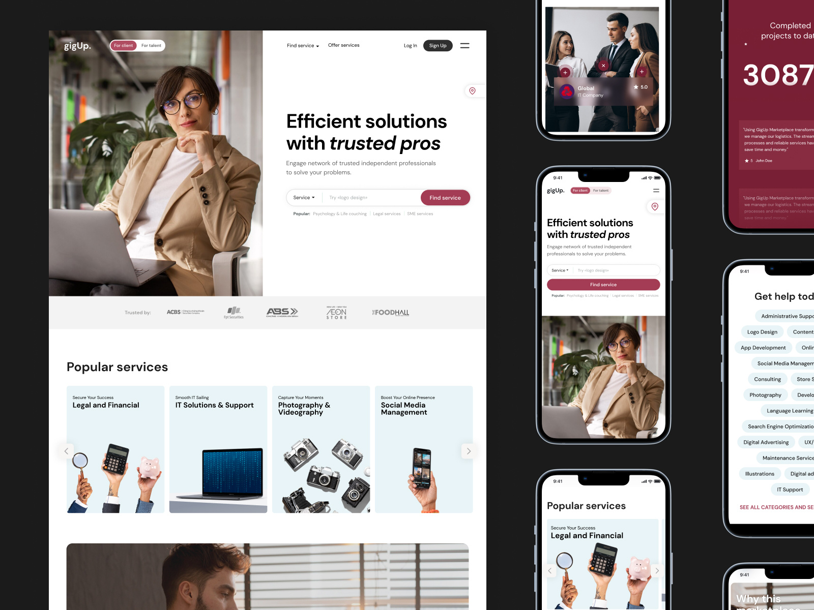 SaaS Service Marketplace - Landing Page agency b2b branding colors corporate design landing page main page marketing page modern saas saas platform services sleek typography ui ui design uiux ux web