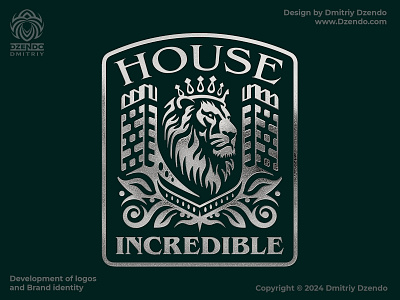 House Incredible Logo animal branding crown fortress heraldic style king lion logo logo designer predator