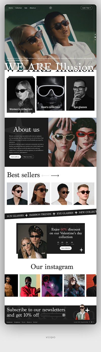 Sunglasses website UI UX design brand branding design fashion glasses hire ui ux designer landing page sunglasses sunglasses brand ui ui ux ux web design webdesign website
