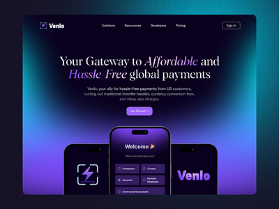 Fintech Landing Page 3d animation branding dark mode figma fintech graphic design hero section landing page motion graphics ui