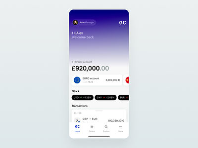 Bank app: Home app assets bank banking blockchain card cards crypto cryptocurrency earn finance fintech papara product renat renua stake swap trade wallet
