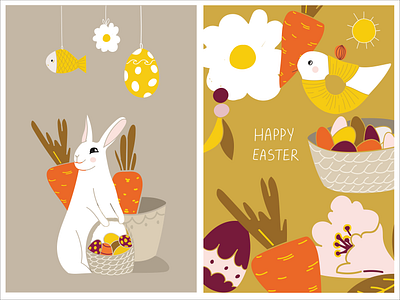easter bunny cute design easter eastercards graphic design illustration vector великодні яйця листівки пташки шаблон