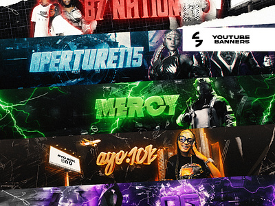 YouTube Banners 2024 by GstaikDesigns branding design free freebie gaming gaming design gaming logo gfx graphic design gstaik illustration kick logo pack social media twitch twitter ui youtube