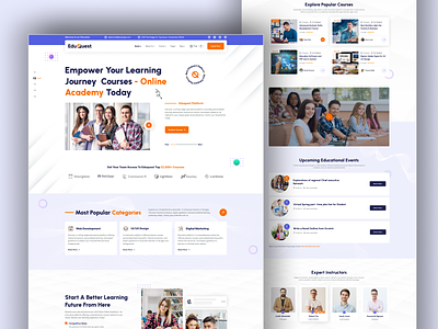 EduQuest - Online Academy Website Design📚 academy academy website design college website creative design education template educational website elearning website design kindergarten landing page language learning online class online course online school website study training education training website ui design university website