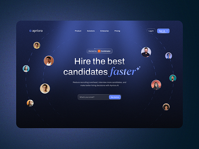 Apriora - Hiring Platform Landing Page design dark mode figma hiring landing page design landing page ui