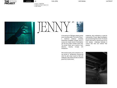 The Hunan Project - Jenny pt1 minimal modern sci fi story storytelling ui web design website
