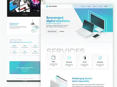 Scavork 2.0 2d 3d agency brand branding illustration redesign ui ux webdev