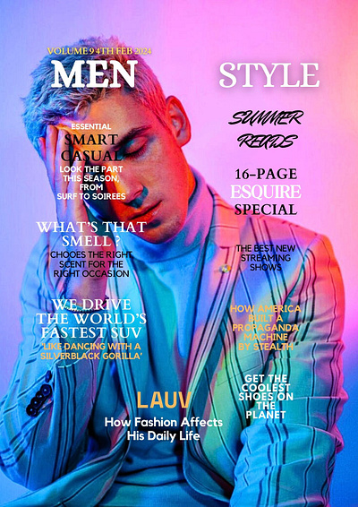 Magazine Cover design For Male Fashion Model. design graphic design magazine cover typography