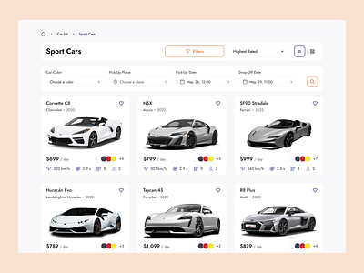 Luxury Car rent - Car List auto book booking car car rent car rental card cars clean flat minimal rent rent service rental ui ui design uiux web web design website