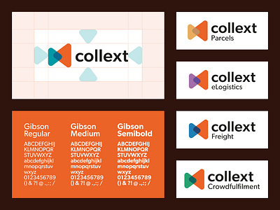 Collext | Sub-brand Logos brand book brand guidelines branding delivery font gibson graphic design logistics logo package sub brand usage vector