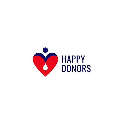 Happy Donors - Logo blood donation body donation minimal logo design ngo organ donation vibrant colors