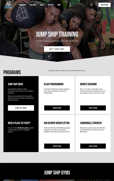 Jump Ship Training | Squarespace Web Design design gym website marketing website squarespace squarespace website web design website design