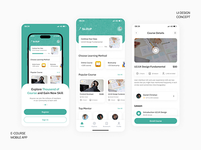 E-Course Mobile App agency education ui
