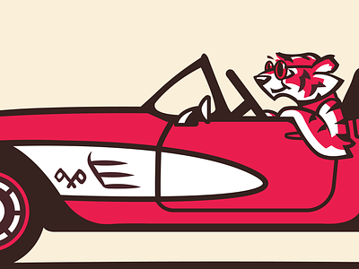 Corvette Tiger apparel branding car character design corvette drawing drive driver driving illustration illustrator logo logodesign mascot poster print retro tiger vector vintage
