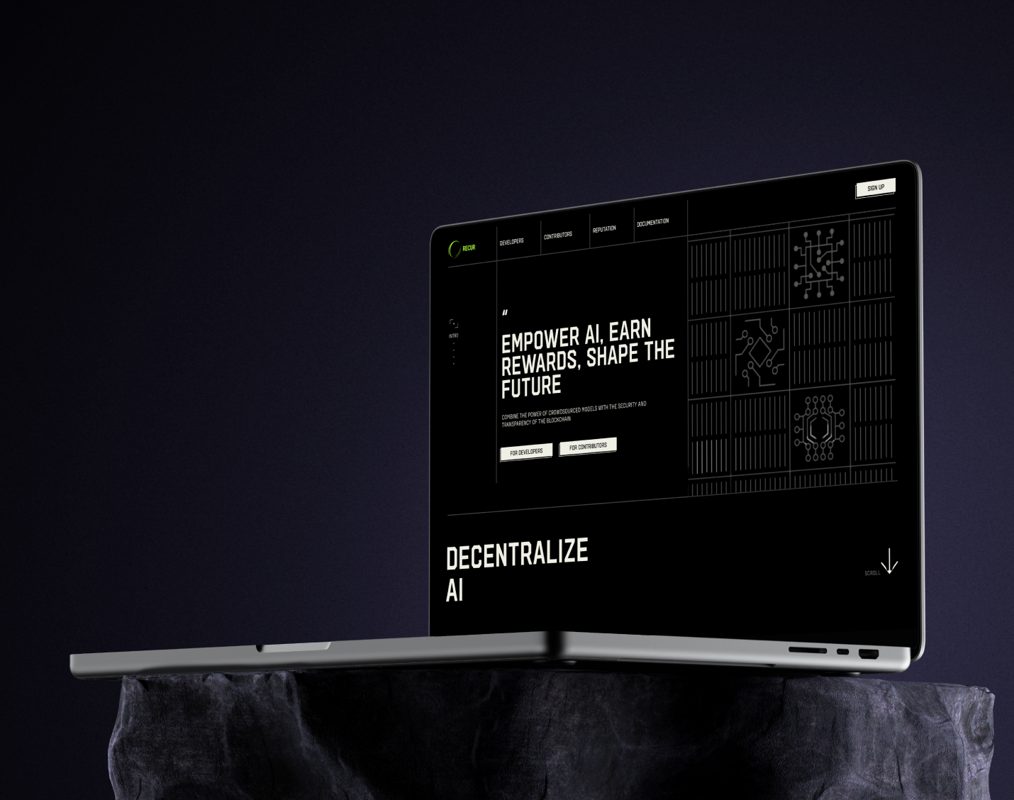 Recur ai blockchain crypto finance landing page tokens ui ux web design