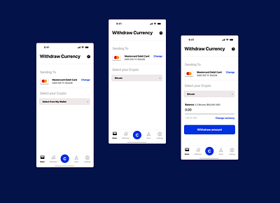 Crypto app Withdraw currency app design expereince design ui design