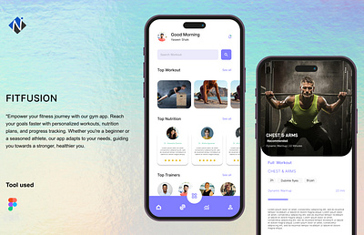 FITFUSION Gym App Design by Nevina Infotech app app development design graphic design gym app healthcare mobile app ui