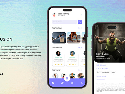 FITFUSION Gym App Design by Nevina Infotech app app development design graphic design gym app healthcare mobile app ui