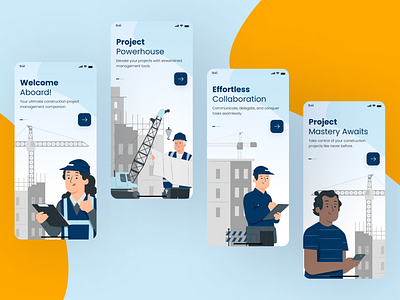 Construction Site Management App branding graphic design mobile app design mobile design ui vector