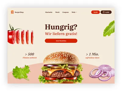 Burger Shop burger landing page restaurant shop ui ux webdesign website