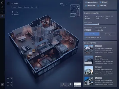 Exploring Building Details AR animation ar building buy home dashboard data viz design digital agency digital real estate interaction interface map viz modern real estate property exploration property search real estate technology ui design urban ux design