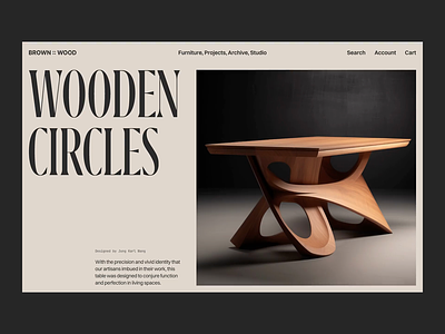 BrownWood_From Category to Product animation branding carousel category component concept creative design ecommerce furniture interaction minimal product product page table transition typography ui web widget