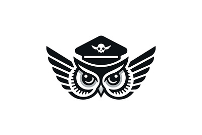 Pilot Owl Logo airborne animal aviator bird branding feathered flight head cap navigator owl owl logo pilot sky wisdom