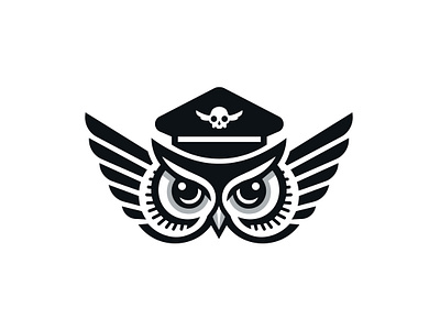 Pilot Owl Logo airborne animal aviator bird branding feathered flight head cap navigator owl owl logo pilot sky wisdom