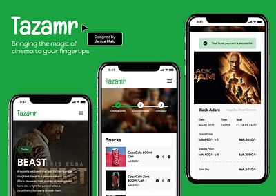 Tazamr: Responsive Movie Ticketing Website case study casestudy design mobile app mobile design movie ticketing movies ticketing ui ux web app web design