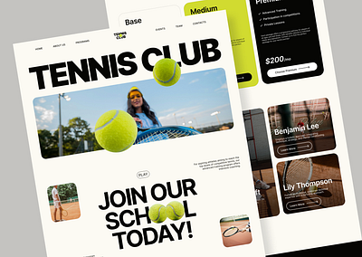Tennis School Website cort cource design figma hero screen landing play school sport tennis ui uxui website