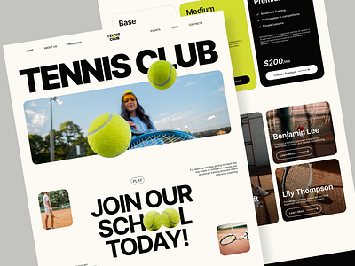 Tennis School Website cort cource design figma hero screen landing play school sport tennis ui uxui website