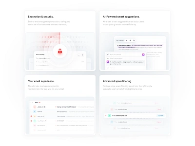 Email Features - Bento Grid app bento components dashboard design design system elements email grid mail product design saas ui ux web web app