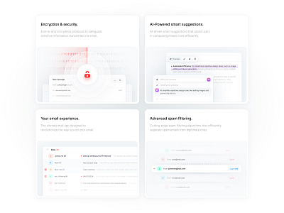 Email Features - Bento Grid app bento components dashboard design design system elements email grid mail product design saas ui ux web web app