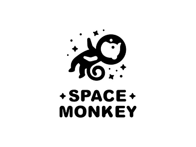 Space Monkey astronaut branding logo monkey negative space space star