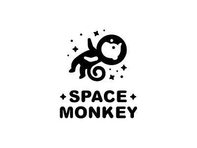 Space Monkey astronaut branding logo monkey negative space space star