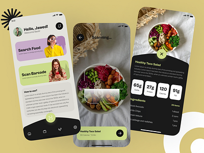 Food Scanner App branding graphic design illustration mobile app design mobile design