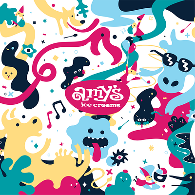 Amy's Ice Creams Illustration austin branding cartoon cartoons character colorful ice cream illustration look dev