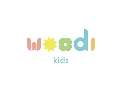 Woodi kids / Logo baby boy child children cloth confetti cute geometric girl kids logo logotype modular school shapes smile toys wood wooden woodi