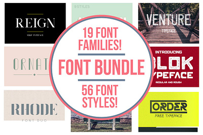 Typeface Bundle 56 Font Styles brand branding bundle deal display font header headline logofont logotype package sale sans serif type typeface typeface bundle 56 font styles