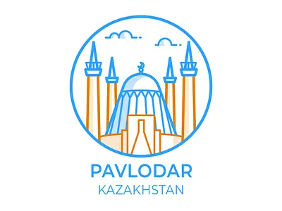Pavlodar city icon affinity designer city flat icon illustration kazakhstan line icon mosque pavlodar simple vector