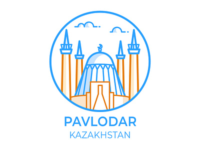 Pavlodar city icon affinity designer city flat icon illustration kazakhstan line icon mosque pavlodar simple vector